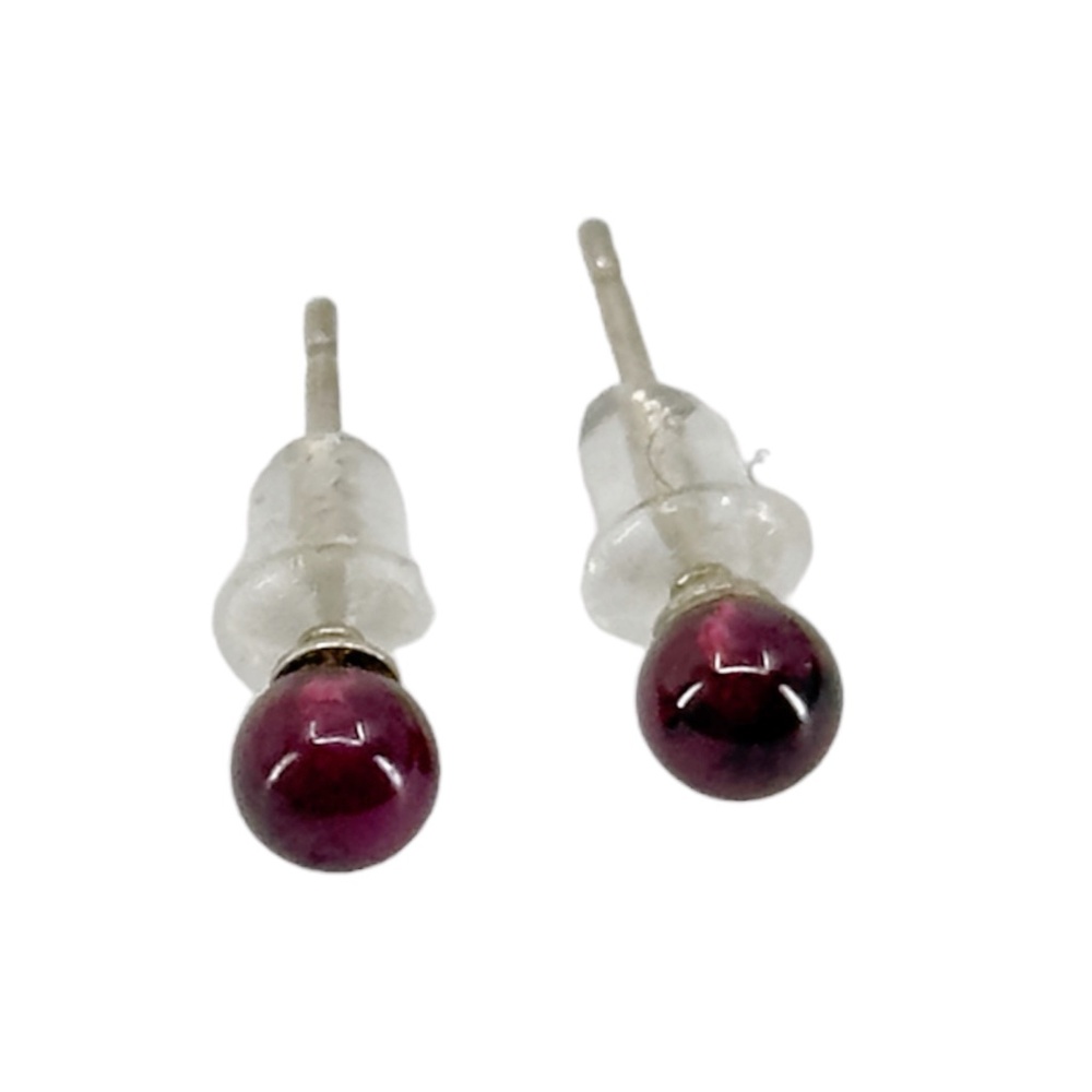 sterling silver Garnet stud earrings - GM772 - Picture 2 of 4